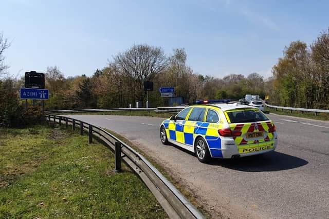 The A3(M) junction 3 at Waterlooville where there has been a crash on April 20, 2021. Picture: Habibur Rahman