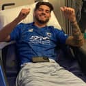 Baffins Milton Rovers FC captain Charlie Oakwell in Queen Alexandra Hospital after suffering a "horrendous" injury. Picture: Baffins Milton Rovers FC.