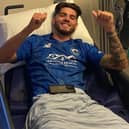 Baffins Milton Rovers FC captain Charlie Oakwell in Queen Alexandra Hospital after suffering a "horrendous" injury. Picture: Baffins Milton Rovers FC.