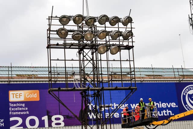 All the floodlights within Fratton Park have now been decommissioned.  Picture: Colin Farmery