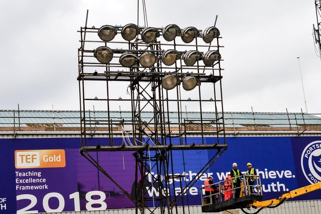 All the floodlights within Fratton Park have now been decommissioned. Picture: Colin Farmery