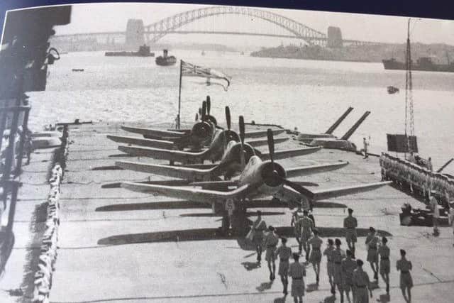 Planes pictured on the flight deck of aircraft carrier HMS Indefatigable. Photo: Royal Navy
