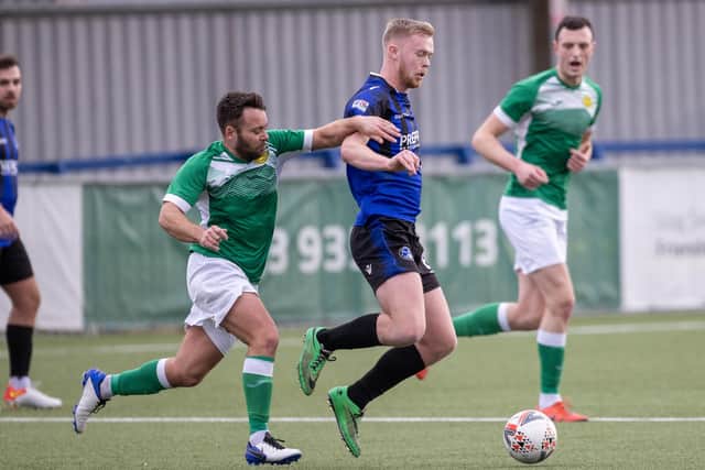George Way (Moneyfields, left) was man of the match in his side's win against Clanfield at Westleigh Park. Picture: Alex Shute