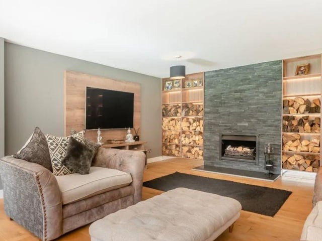 The listing says: "This exceptional, multi-generational family house benefits from some striking architectural design features following extensive remodelling in 2019. A generous open plan reception hall introduces one to an eye-catching sightline through the house towards the garden."
