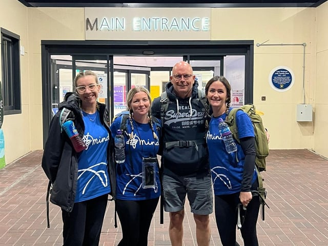 Setting off from Poole Hospital. From left to right, Georgia Fife, Nadine Smith, Greg Smith, Natasha Calvert.