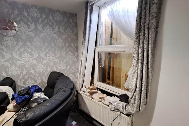 Clair Foster was sitting on sofa in her Guildford Road home when a car smashed into the wall. Pic Clair Foster