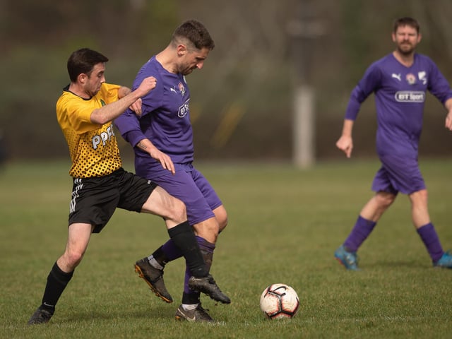 Action from AFC Tamworth's 7-2 victory over Gosham Rangers in Division Two of the City of Portsmouth Sunday League. Picture: Keith Woodland (120321-435)