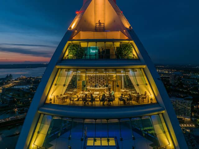 The new bar is on the middle deck - above the main observation floor - of the Spinnaker Tower.