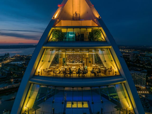 The new bar is on the middle deck - above the main observation floor - of the Spinnaker Tower.