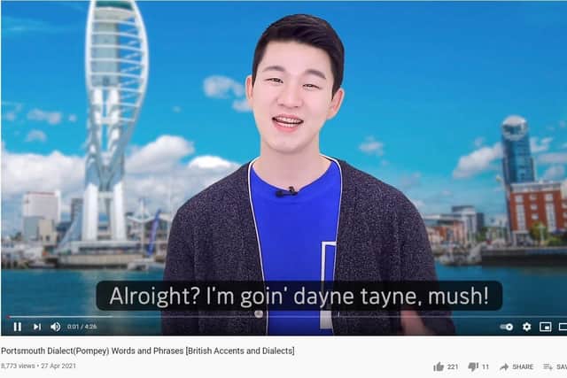 A screenshot from Korean Billy's guide to the Portsmouth accent