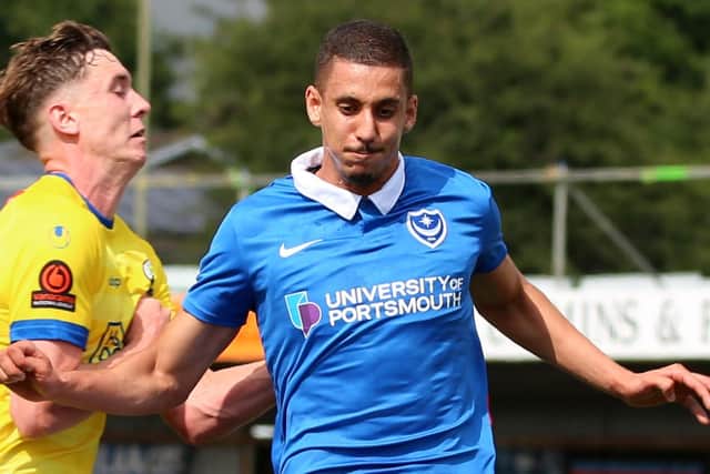 Gassan Ahadme in action for Pompey against the Hawks. Picture: Paul Collins