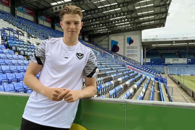 Liam Vincent is now back in Pompey training in his latest comeback from a fractured shin, an injury troubling him since July 2021. Picture: Portsmouth FC