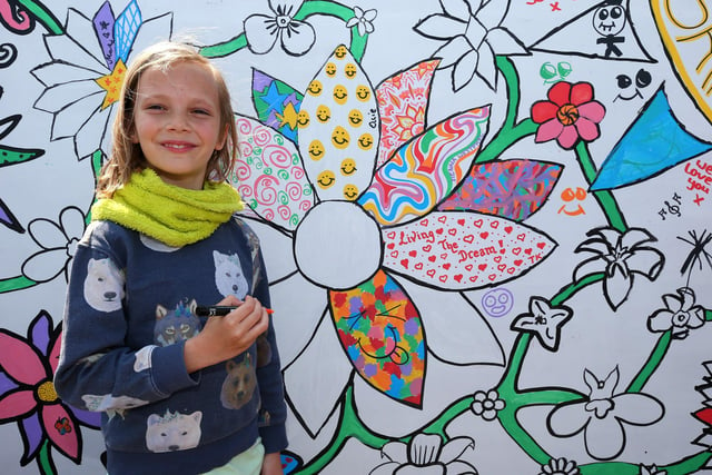 Aneirin Hawkridge, 10, did some of the work. A mural is painted in a collaboration between St John's C of E Church on Forton Road, Gosport, and Gosport and Fareham Multi-Academy Trust
Picture: Chris Moorhouse (jpns 270523-21)