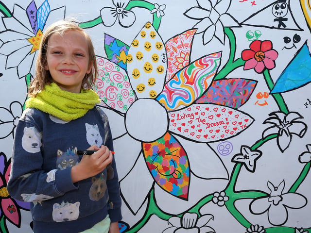 Aneirin Hawkridge, 10, did some of the work. A mural is painted in a collaboration between St John's C of E Church on Forton Road, Gosport, and Gosport and Fareham Multi-Academy Trust
Picture: Chris Moorhouse (jpns 270523-21)
