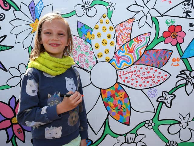 Aneirin Hawkridge, 10, did some of the work. A mural is painted in a collaboration between St John's C of E Church on Forton Road, Gosport, and Gosport and Fareham Multi-Academy Trust
Picture: Chris Moorhouse (jpns 270523-21)
