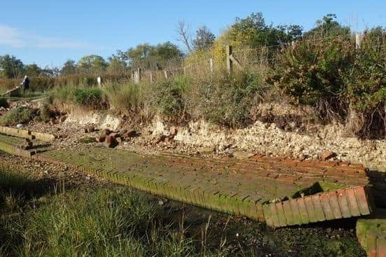 Damaged sea defences at Langstone, near Havant Picture: Dominic Joyeux