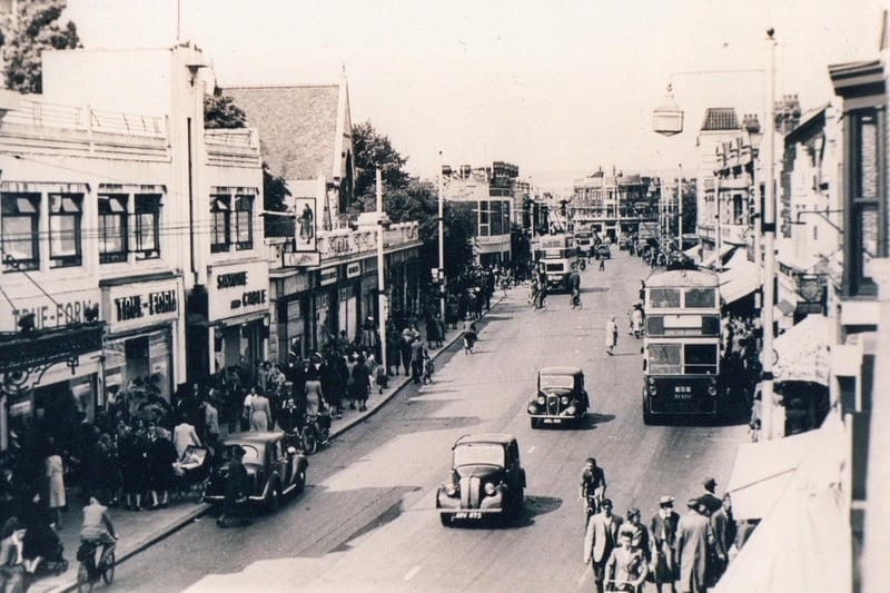 London Road, North End circa 1950. The epitome of an English high street with dozens of individual shops.