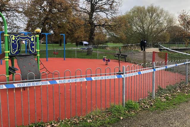 The playground is taped off Picture: Richard Lemmer
