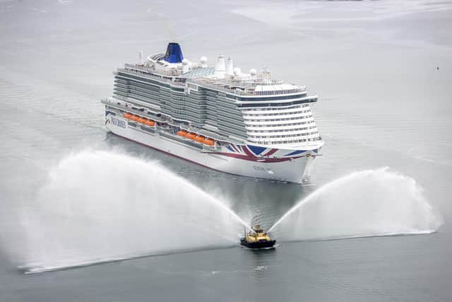 Handout photo issued by P&O of the cruise ship Iona arriving at her home port of Southampton ahead of her official naming ceremony. Picture date: Sunday May 16, 2021.Handout photo issued by P&O of the cruise ship Iona arriving at her home port of Southampton ahead of her official naming ceremony. Picture date: Sunday May 16, 2021.