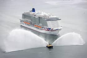 Handout photo issued by P&O of the cruise ship Iona arriving at her home port of Southampton ahead of her official naming ceremony. Picture date: Sunday May 16, 2021.Handout photo issued by P&O of the cruise ship Iona arriving at her home port of Southampton ahead of her official naming ceremony. Picture date: Sunday May 16, 2021.