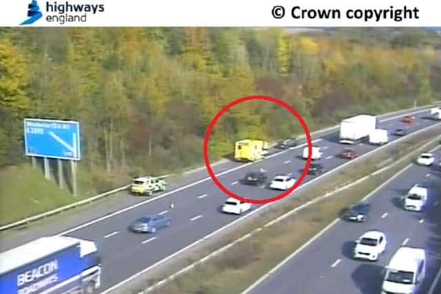 Overturned car on M3 near Winchester. Picture: Highways England