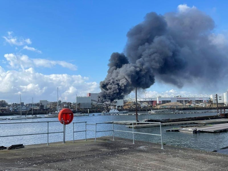 The fire which broke out near St Mary's Stadium.