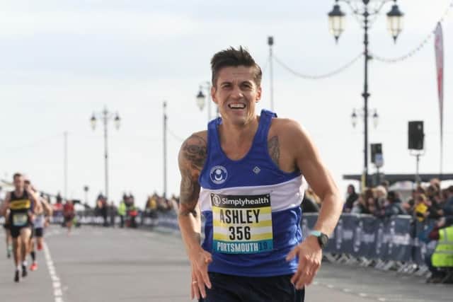 Ashley Leigh is a keen runner and is pictured here completing the Great South Run
