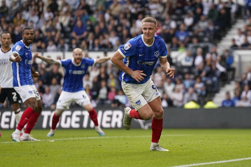 Pompey fear not having a fit striker for the testing trip to Pride Park, but the Magic Man gets off his sick bed to level up James Collins' 86th-minute penalty in stoppage time - one of the five occasions a Blues goal has arrived in time added on.