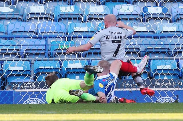 Charlton's Jonny Williams scores his first goal of the match against Pompey' Picture: Joe Pepler
