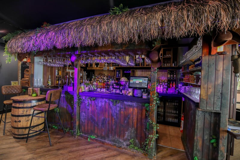 The bar area is tiki inspired with a great selection of cocktails available.