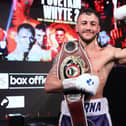 Michael McKinson with the WBO Global welterweight title he collected after defeating Chris Kongo in March. Picture: Mark Robinson/Matchroom