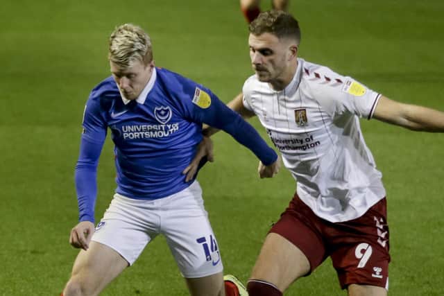 Andy Cannon in action against Northampton at Fratton Park. Picture: Robin Jones