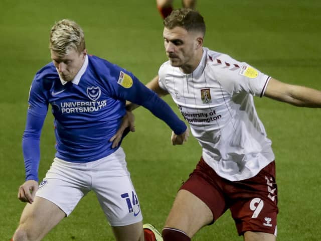 Andy Cannon in action against Northampton at Fratton Park. Picture: Robin Jones