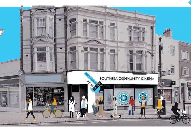 A mock-up of how the proposed Southsea Community Cinema could look at 1-3 Palmerston Road, Southsea