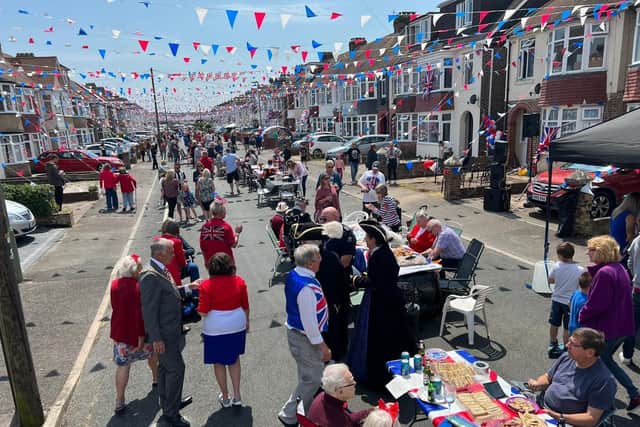 The bunting flies for the street party at Selsey Avenue in Gosport 
Picture: Mike Cooter