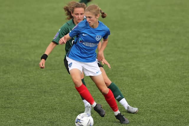 Shannon Albuery set Pompey Women on the way to victory. Picture: Dave Haines and Lily Moore