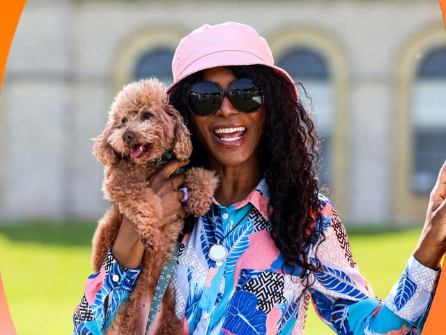 EDITORIAL USE ONLYSinitta with her dog Scarlett at Goodwoof 2024. Picture: Matt Alexander/PA Media Assignments