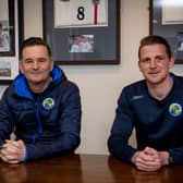 Head of coaching at the Havant & Waterlooville Pro:Direct Academy Joe Oastler, right, and Hawks boss Paul Doswell Picture: Habibur Rahman