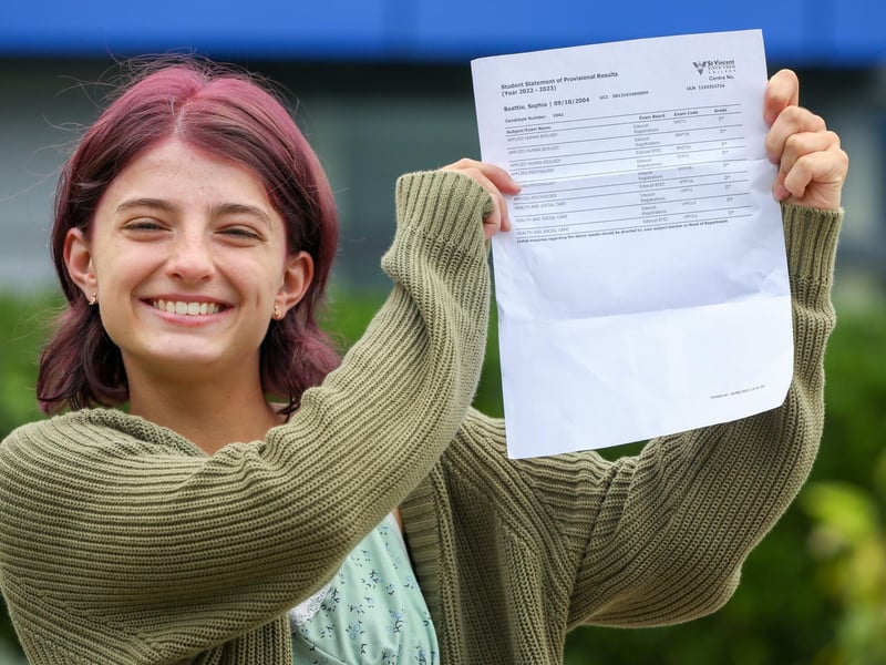 Sophie Beattie has Distinction* accross the board and is going to study a masters in Mental Health Nursing at the University of Birmingham.
Picture: Chris Moorhouse (jpns 170823-16)
