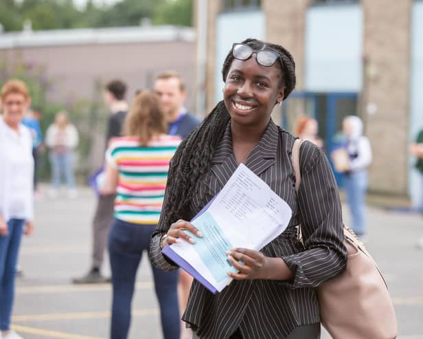 Blessing Okani on GCSEs results day at Oaklands Catholic School, Waterlooville, on 12 August 2021

Picture: Habibur Rahman