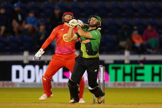 All eyes turn skywards as Ross Whiteley bats for the Southern Brave. Picture: David Davies/PA Wire.