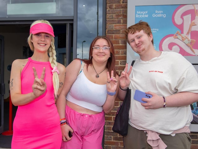 Barbiemania at Bowl Central and Reel, Fareham on Friday 21st July 2023
Pictured: Staff Lucy Sharpe with Lilly and George
Picture: Habibur Rahman