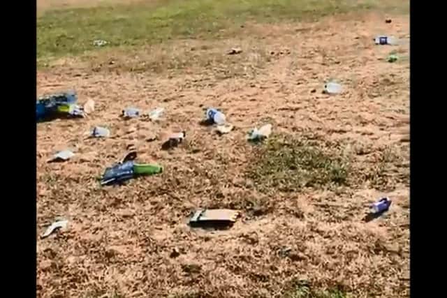A screenshot of a video taken this morning showing rubbish dumped on Southsea Common
