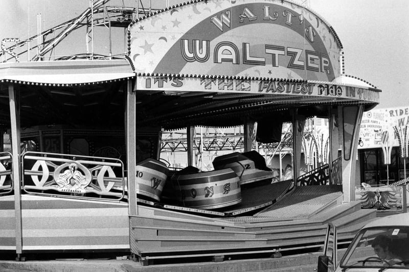 Walt's Waltzer at Clarence Pier funfair, July 1983. The News PP5598