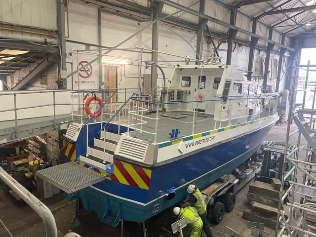 HMS Scimitar, a former Royal Navy patrol vessel, has been transformed into MV Lady Jean following a project in Gosport. She is due to sail to Tanzania and be used as a hospital boat.