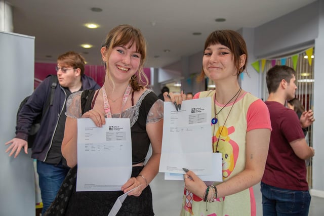 Pictured: Katie Peet and Monday Halley with their results.