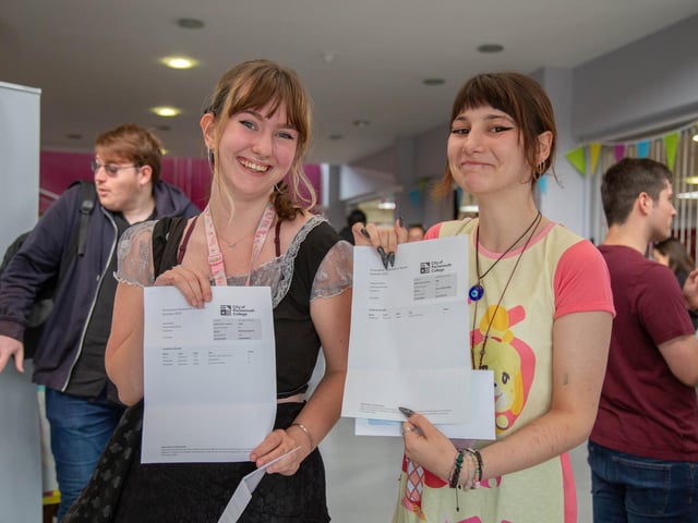 Pictured: Katie Peet and Monday Halley with their results.
