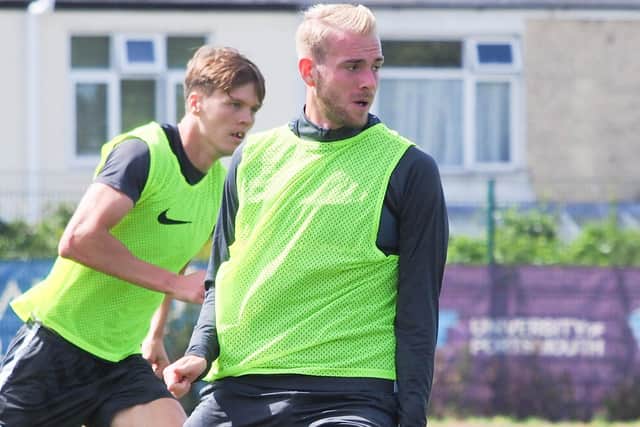 Jack Whatmough in Pompey training. Picture: Habibur Rahman