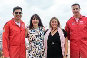From left, Wing Commander David Montgomery OBE, Emily Ball, Free to Fly chair of trustees Nikki Tapley and Squadron Leader Adam Collins