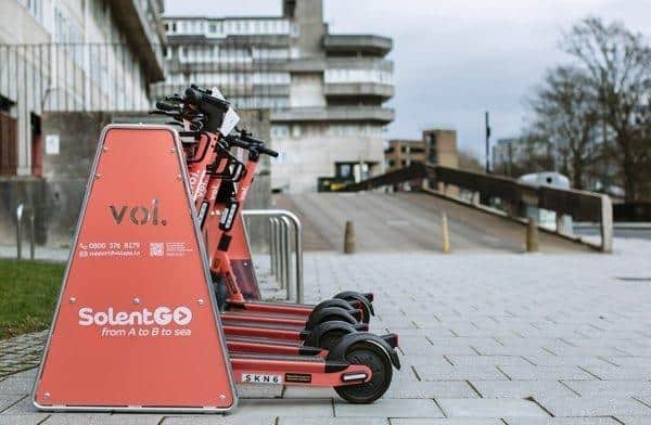 Voi rental e-scooter parking spaces in Portsmouth.